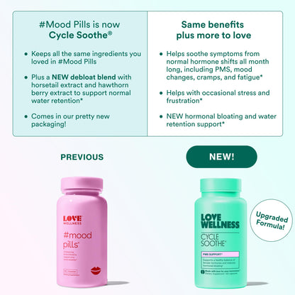 Love Wellness Cycle Soothe Supplement | Promotes a Happy Mood | Helps with PMS Hormones, Stress Relief, & Improves Mood | 60 Capsules - Maple Wellness Supplements