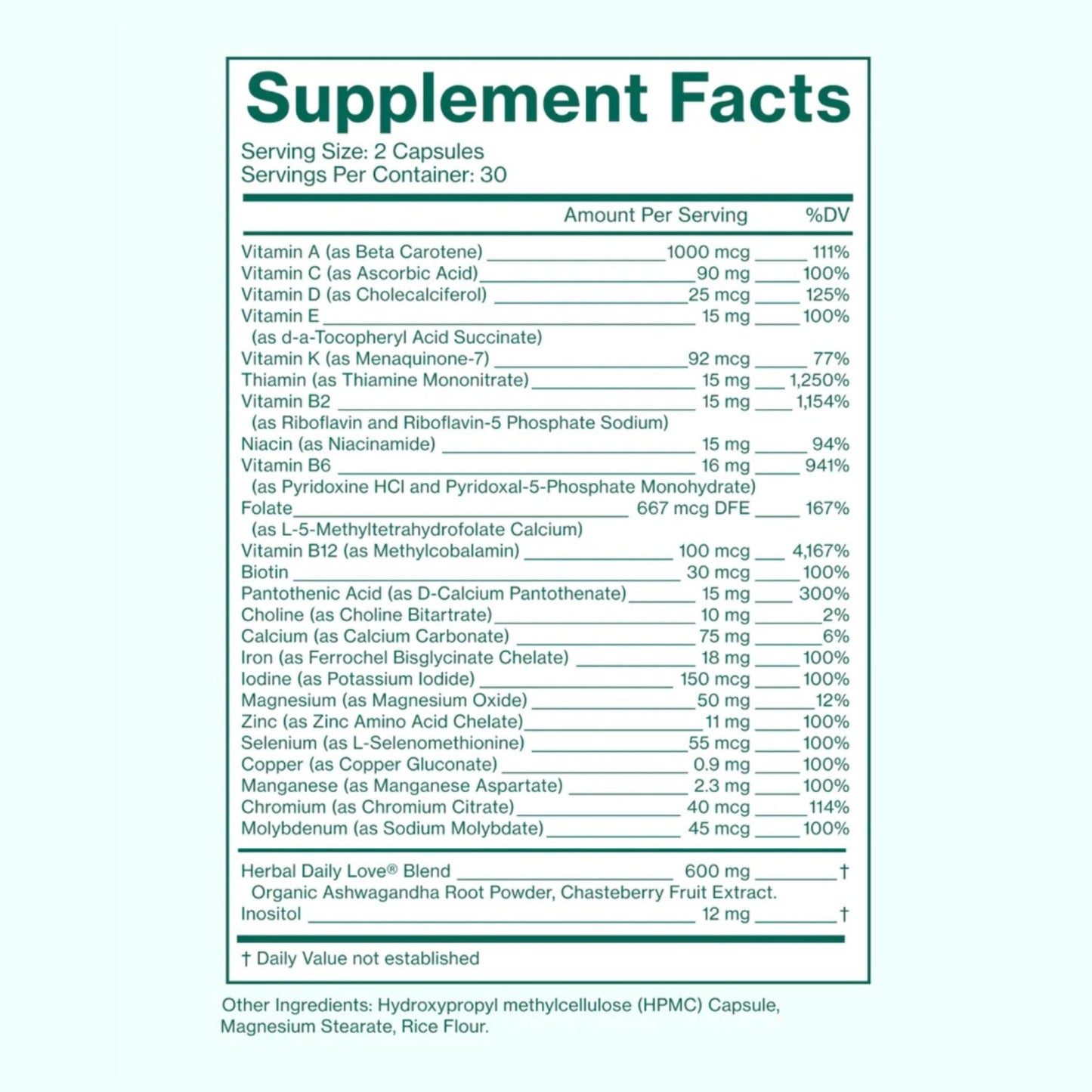 Love Wellness Daily Love Multivitamin for Women | Supports Energy, Cortisol, Immune Health, Stress Relief, & PMS | Complete with Vitamin D, C, Iron, Calcium, Zinc, & Biotin, Magnesium | 60 Count - Maple Wellness Supplements