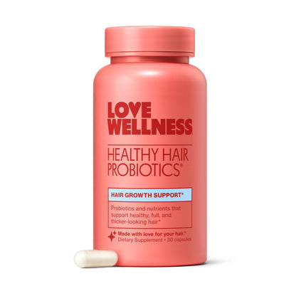 Love Wellness Healthy Hair Probiotics | Support Hair Growth with Biotin and Vitamin B12 & B6 | Supplement for Healthy Scalp & Thicker, Fuller Looking Hair | Safe & Effective | 30 Capsules - Maple Wellness Supplements