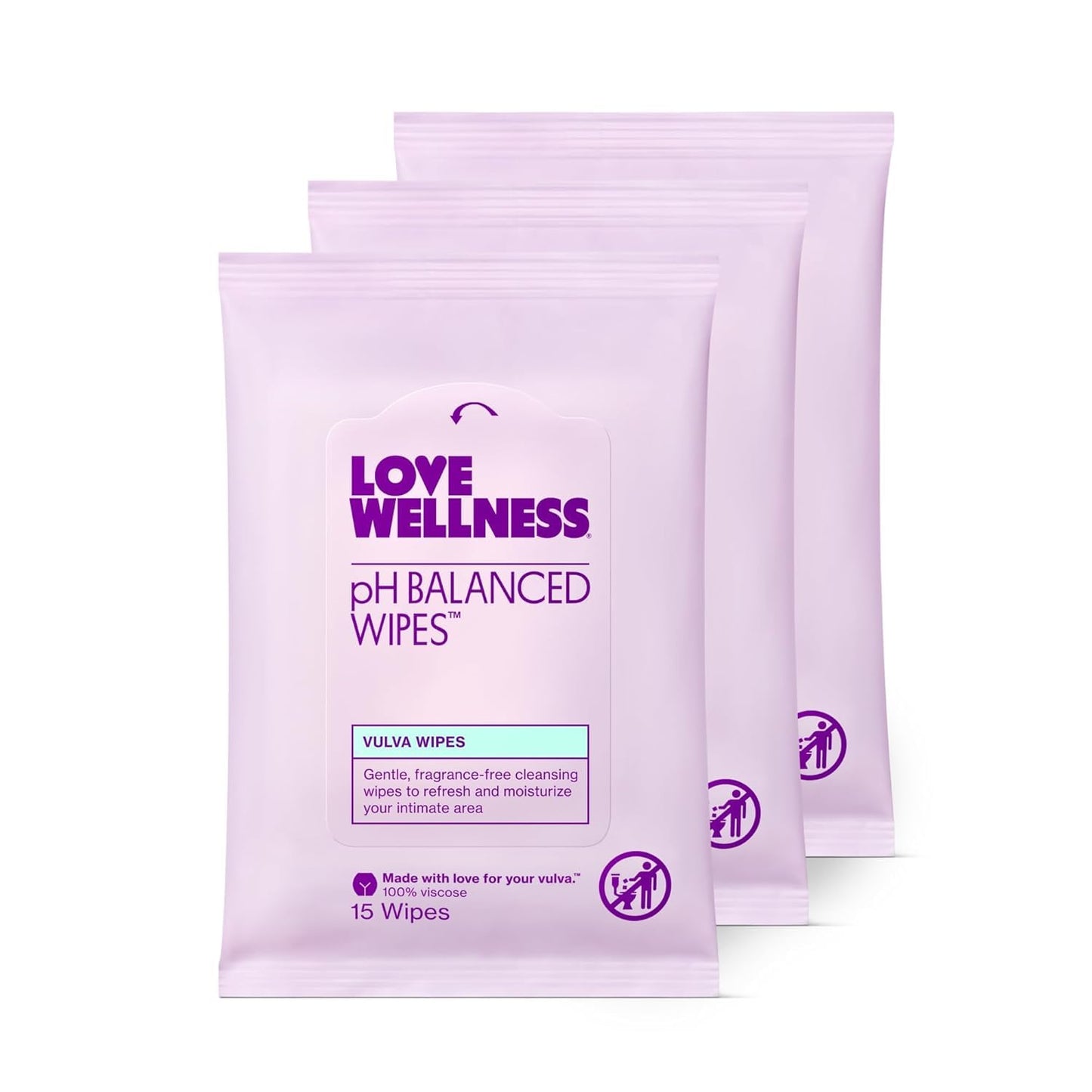 Love Wellness pH Balancing Wipes for Women | Fragrance-Free | Vulva Cleanser for Balanced pH, Intimate Health & Hygiene | Non-Irritating with Aloe Vera for Sensitive Skin | Travel Size | 3-Pack - Maple Wellness Supplements