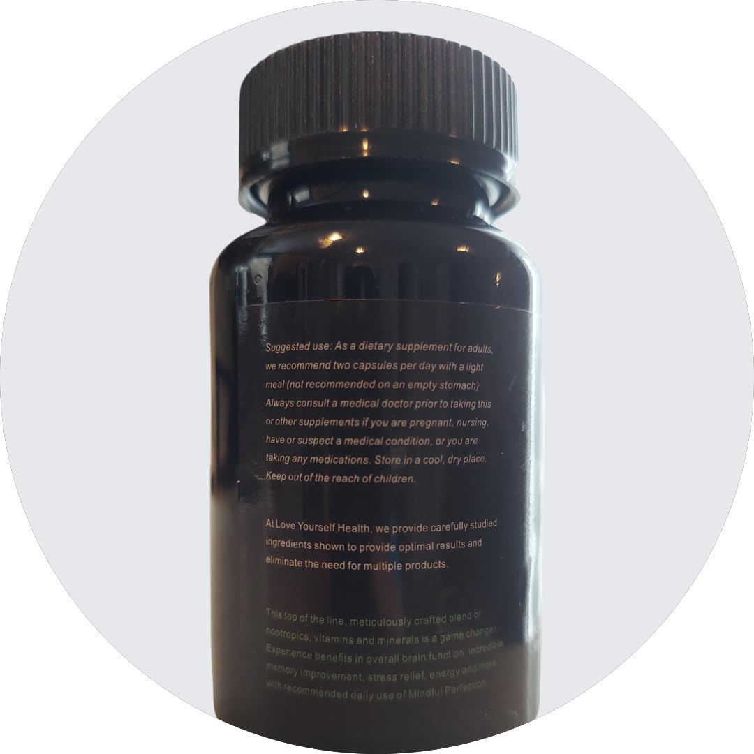 Love Yourself Health Mindful Perfection Premium Nootropic Brain Supplement, 90Count 45 Day Supply for Improved Cognitive Function, Focus, Memory & Energy - Maple Wellness Supplements