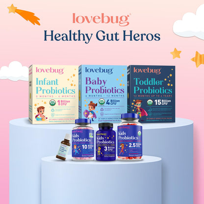 LOVEBUG Kids Probiotic Powder with Prebiotic Fiber - Toddler Immunity Support & Constipation Relief - USDA Organic Probiotics for Childrens Gut & Digestive Health - Maple Wellness Supplements