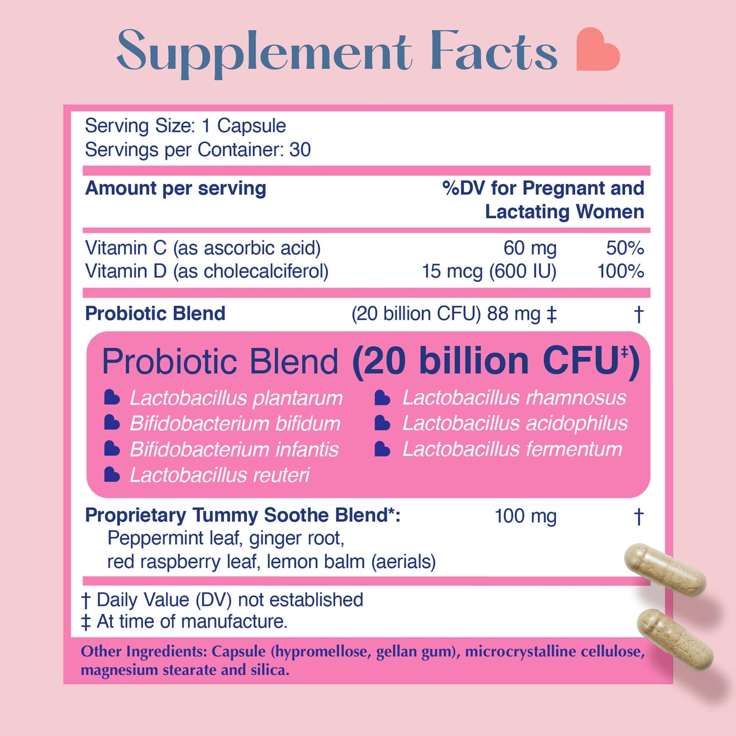 LOVEBUG Prenatal Probiotic | Helps with Morning Sickness, Nausea, Heartburn & Digestion | Helps Baby Microbiome | Multi Strain 20 Billion CFU | 30 Capsules - Maple Wellness Supplements