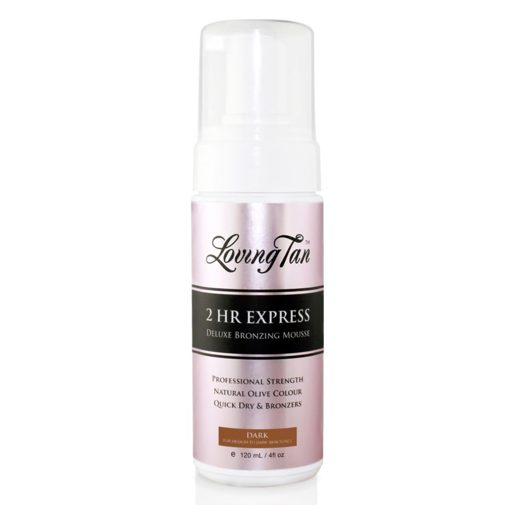 Loving Tan 2 HR Express Self Tanning Mousse, Dark - Streak Free, Natural, Professional Quality - 5+ Sunless Self Tanner - Maple Wellness Supplements