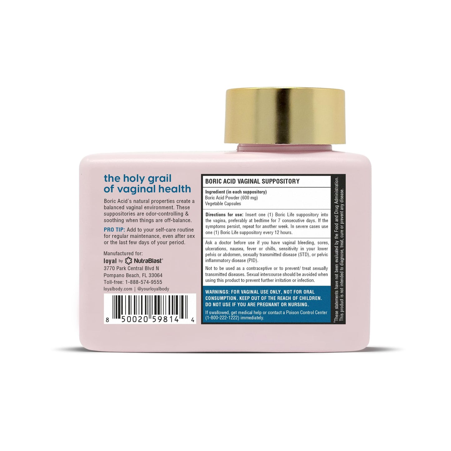 Loyal Boric Life - Boric Acid Suppositories - 600mg - Supports Odor Control - Promotes Balance - Soothes Discomfort - Made in USA - 30 Count - Maple Wellness Supplements