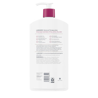 Lubriderm Advanced Therapy Fragrance-Free Moisturizing Hand & Body Lotion + Pro-Ceramide, Intense Hydration for Itchy - Maple Wellness Supplements