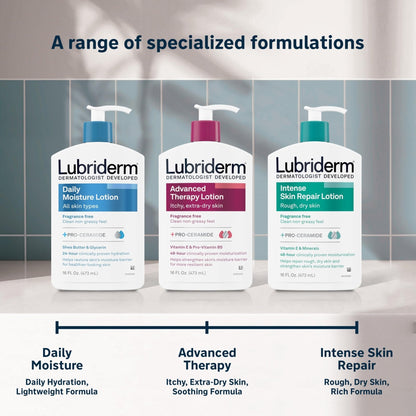 Lubriderm Advanced Therapy Fragrance-Free Moisturizing Hand & Body Lotion + Pro-Ceramide, Intense Hydration for Itchy - Maple Wellness Supplements