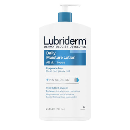 Lubriderm Fragrance Free Daily Moisture Lotion + Pro-Ceramide, Shea Butter & Glycerin - Maple Wellness Supplements