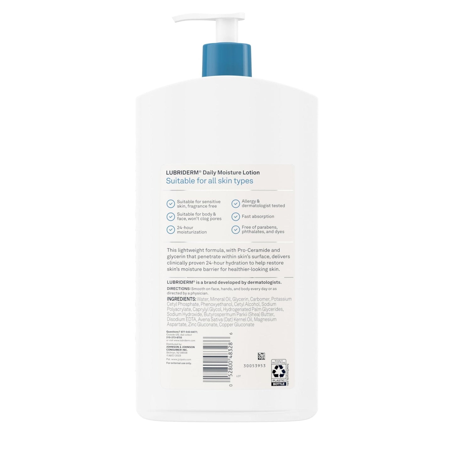 Lubriderm Fragrance Free Daily Moisture Lotion + Pro-Ceramide, Shea Butter & Glycerin - Maple Wellness Supplements