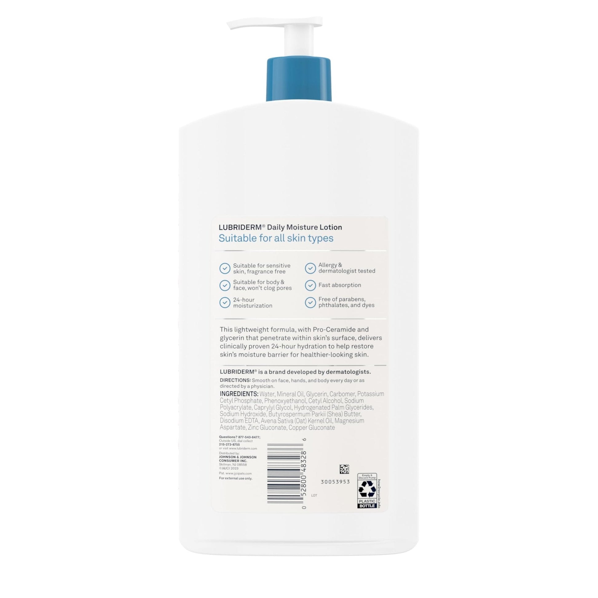 Lubriderm Fragrance Free Daily Moisture Lotion + Pro-Ceramide, Shea Butter & Glycerin - Maple Wellness Supplements