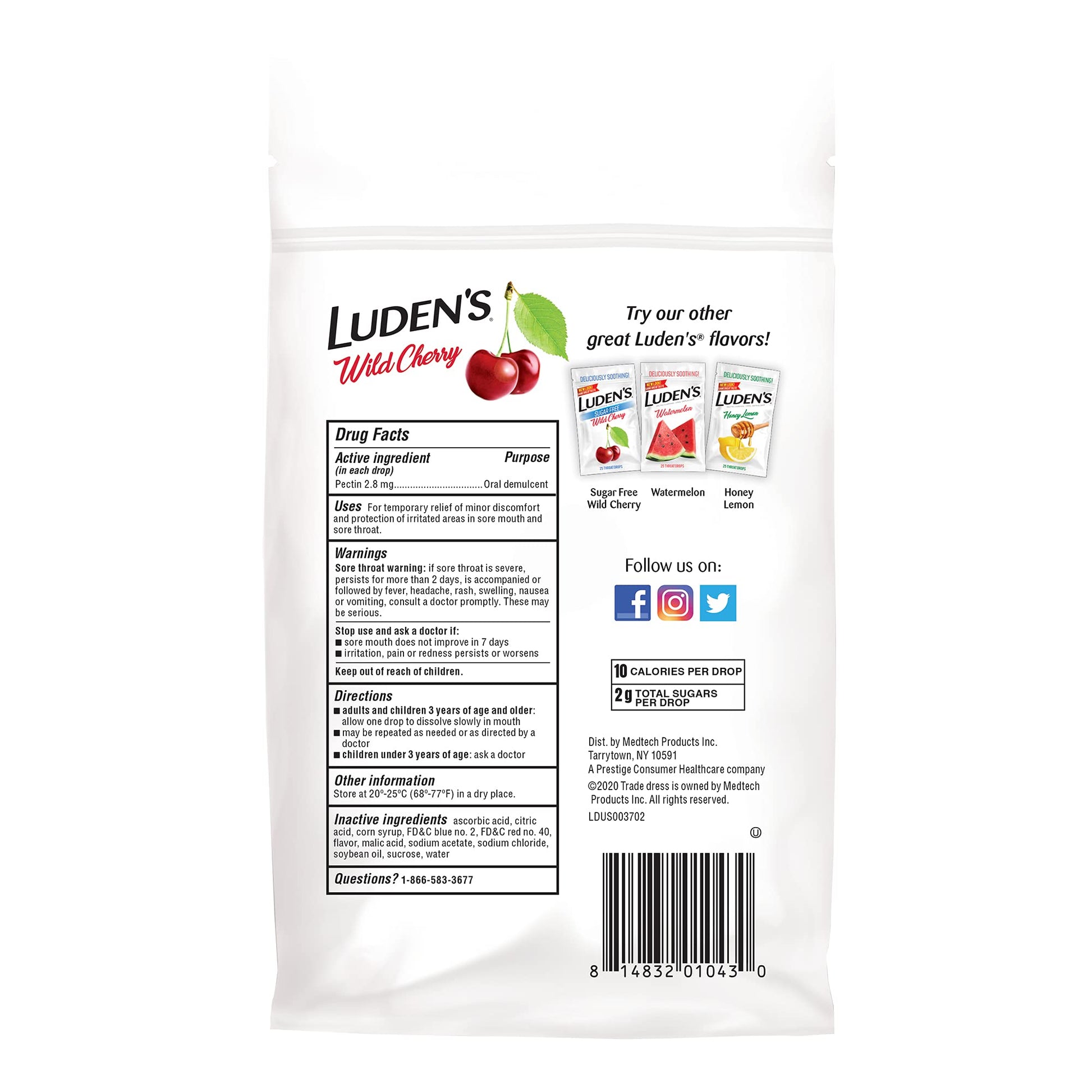Luden's Sore Throat Relief Lozenges for Minor Everyday Irritation & Dry Mouth, Wild Cherry Flavored Drops, 30 Count - Maple Wellness Supplements
