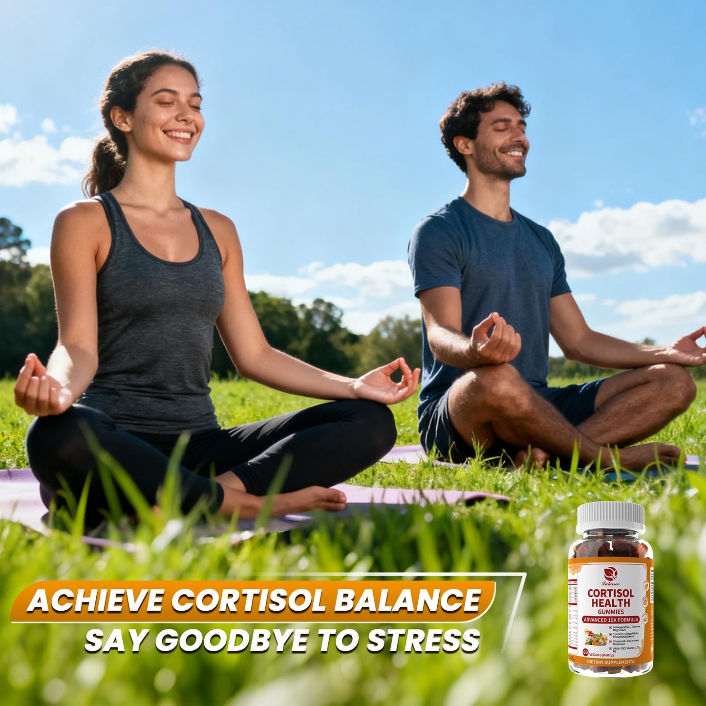 Lukaree Cortisol Supplements for Women & Men, 15 in 1 Cortisol Reducer Manager, Cortisol Calm Gummies with Ashwagandha, Magnesium, L-theanine, GABA - for Mood, Focus, Sleep - Vegan Sugar Free, 60 Ct. - Maple Wellness Supplements