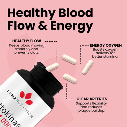 Luma Nutrition Nattokinase Supplement - Natto 4000 FU Per Serving, Premium Heart Health Support - Vegan & Gluten Free - 60 Capsules - Maple Wellness Supplements