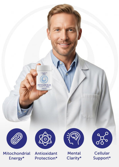 Lunakai PRO USA Made Methylene Blue Capsules Pharmaceutical Grade with Vitamin C, B6, B12 – 3rd-Party Tested Daily Brain & Focus Support Supplement for Humans, 60ct - Maple Wellness Supplements