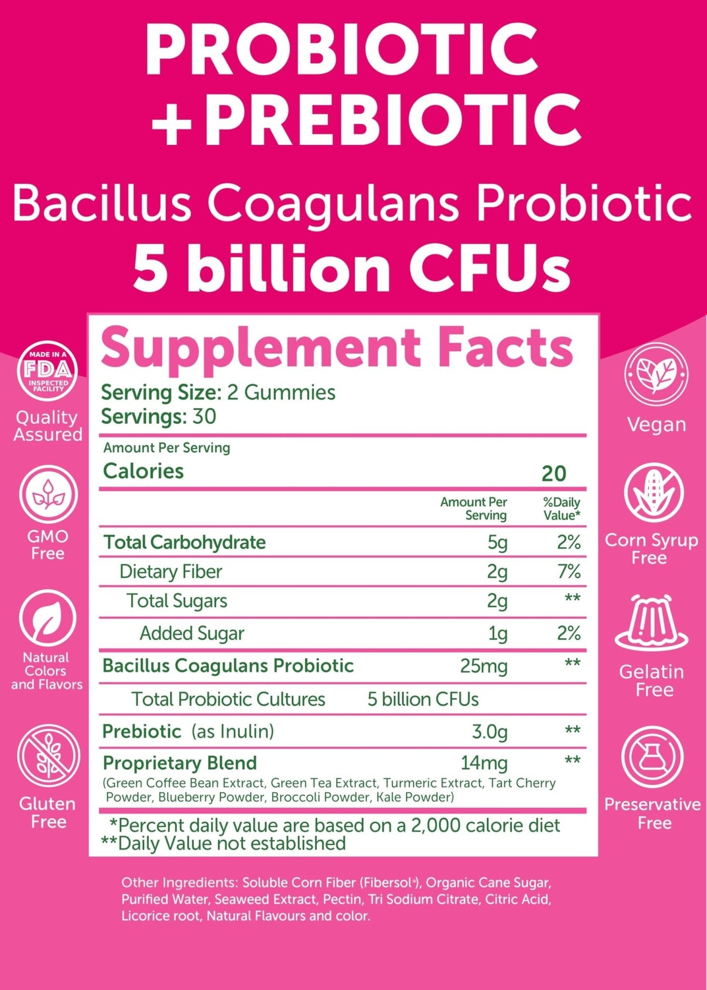 Lunakai USA Made Prebiotic + Probiotic Gummies for Women and Men - High Potency 5 Billion CFUs with Fibers - Non-GMO Gut Health Support - 3 Pack - Maple Wellness Supplements