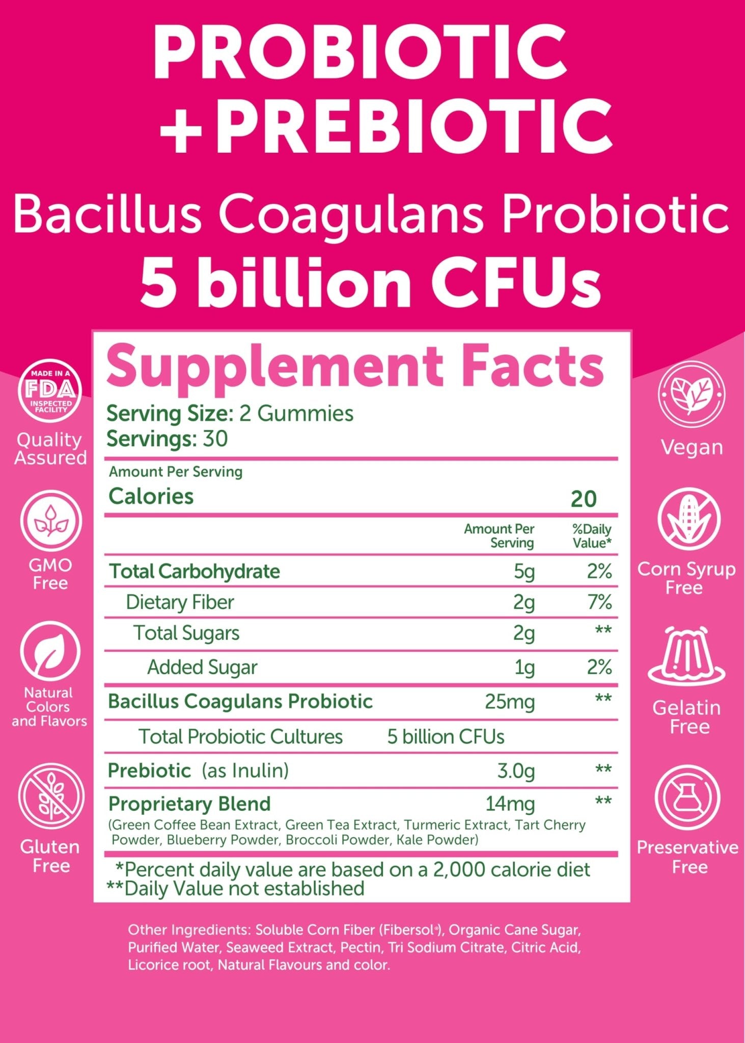 Lunakai USA Made Prebiotic + Probiotic Gummies for Women and Men - High Potency 5 Billion CFUs with Fibers - Non-GMO Gut Health Support - 3 Pack - Maple Wellness Supplements
