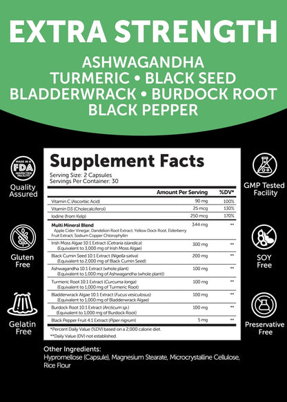 Lunakai USA Made Superfood Fruits & Veggies Supplement & Irish Sea Moss Bundle with 4 Blends, Black Seed Oil & Ashwagandha for Immune & Wellness Support - Maple Wellness Supplements
