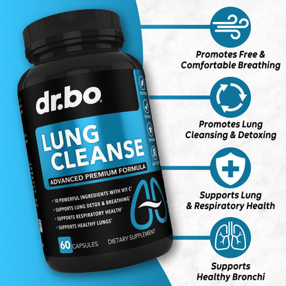 Lung Cleanse Support Supplement - Respiratory Supplements to Quit & Stop Smoking Aids - Herbal Detox for Lungs & Bronchial Health - Smokers Cleanser Breathe Aid for Mucus Clear Relief - 60 Capsules - Maple Wellness Supplements