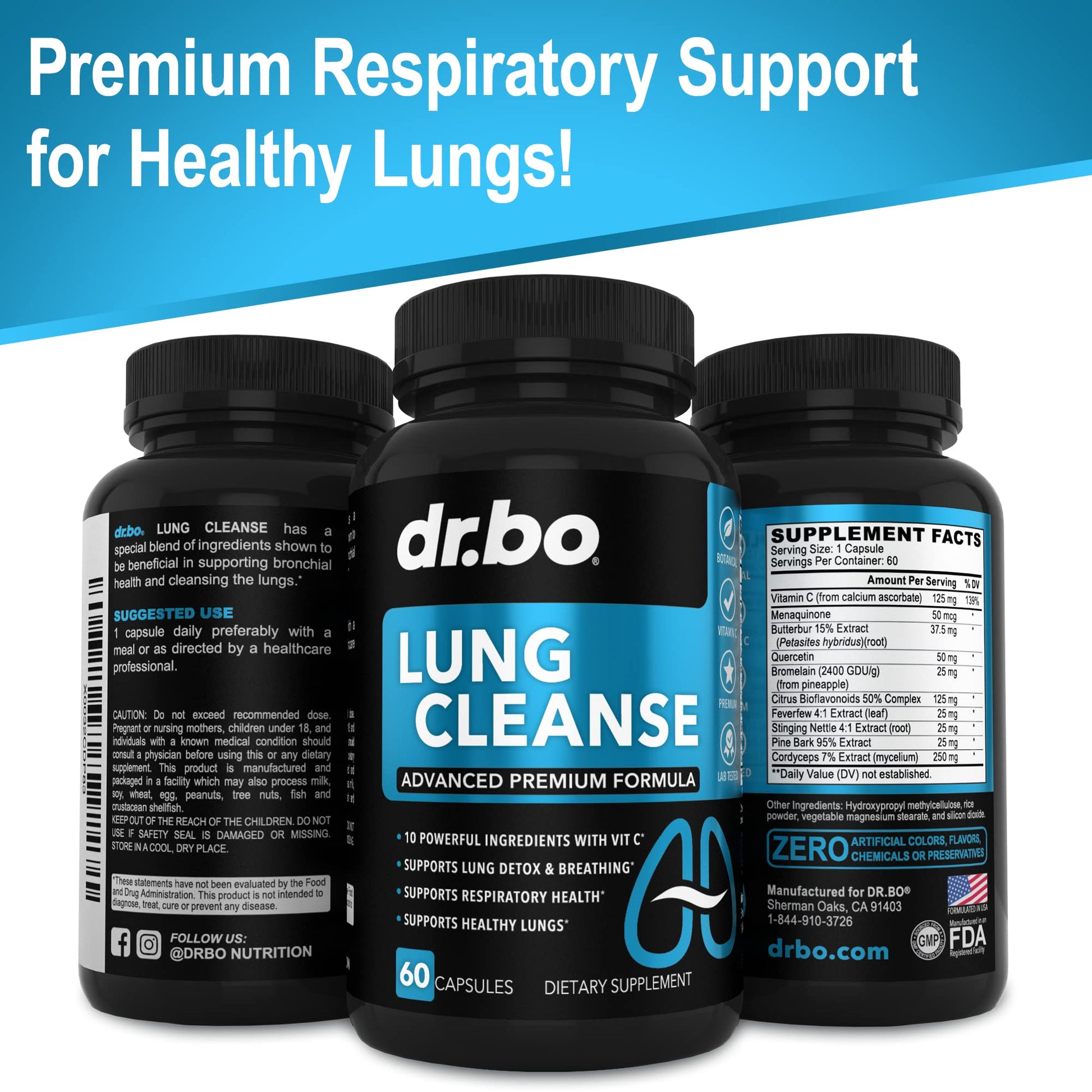 Lung Cleanse Support Supplement - Respiratory Supplements to Quit & Stop Smoking Aids - Herbal Detox for Lungs & Bronchial Health - Smokers Cleanser Breathe Aid for Mucus Clear Relief - 60 Capsules - Maple Wellness Supplements