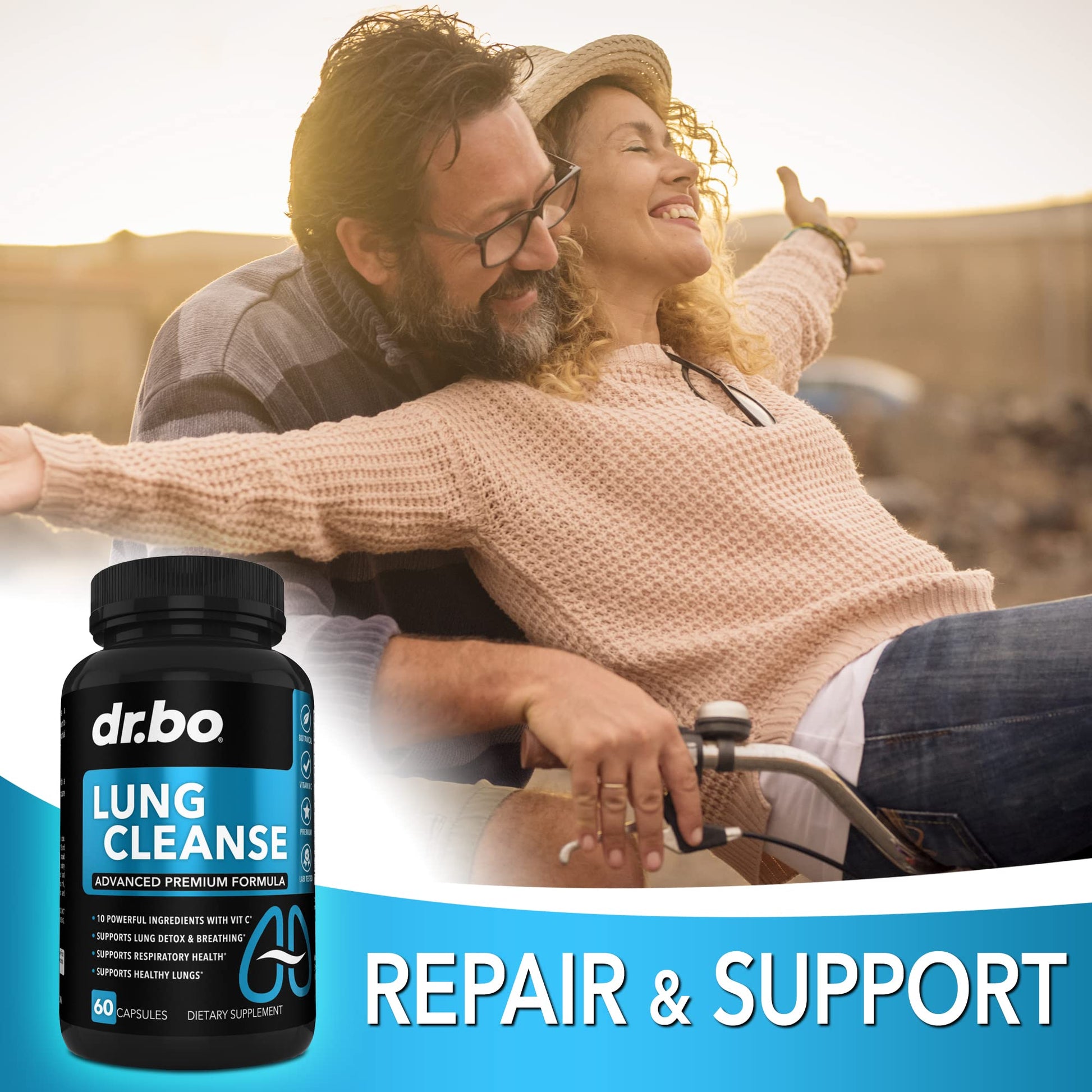 Lung Cleanse Support Supplement - Respiratory Supplements to Quit & Stop Smoking Aids - Herbal Detox for Lungs & Bronchial Health - Smokers Cleanser Breathe Aid for Mucus Clear Relief - 60 Capsules - Maple Wellness Supplements