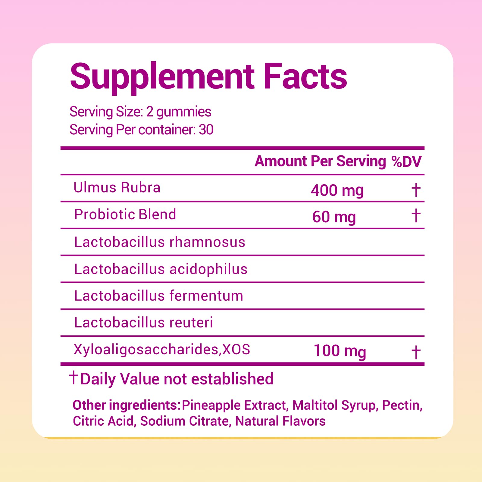 Lunivox Her Juicy Feminine Probiotics Gummies for Women, with Prebiotics & Slippery Elm - Promotes pH Balance, Gut Health & Immune Support - Pineapple Flavor, 60 Count - Maple Wellness Supplements