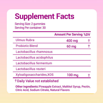 Lunivox Her Juicy Feminine Probiotics Gummies for Women, with Prebiotics & Slippery Elm - Promotes pH Balance, Gut Health & Immune Support - Pineapple Flavor, 60 Count - Maple Wellness Supplements
