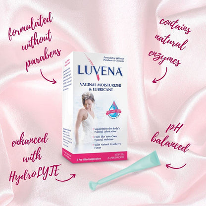 LUVENA Vaginal Moisturizer for Women, Long-Lasting, Intimate Care, Feminine Hydration, Menopause Support, Relieve Dryness & Irritation, Pre-Filled Applicators, pH Balanced, Water-Based, 30g (1 pack) - Maple Wellness Supplements