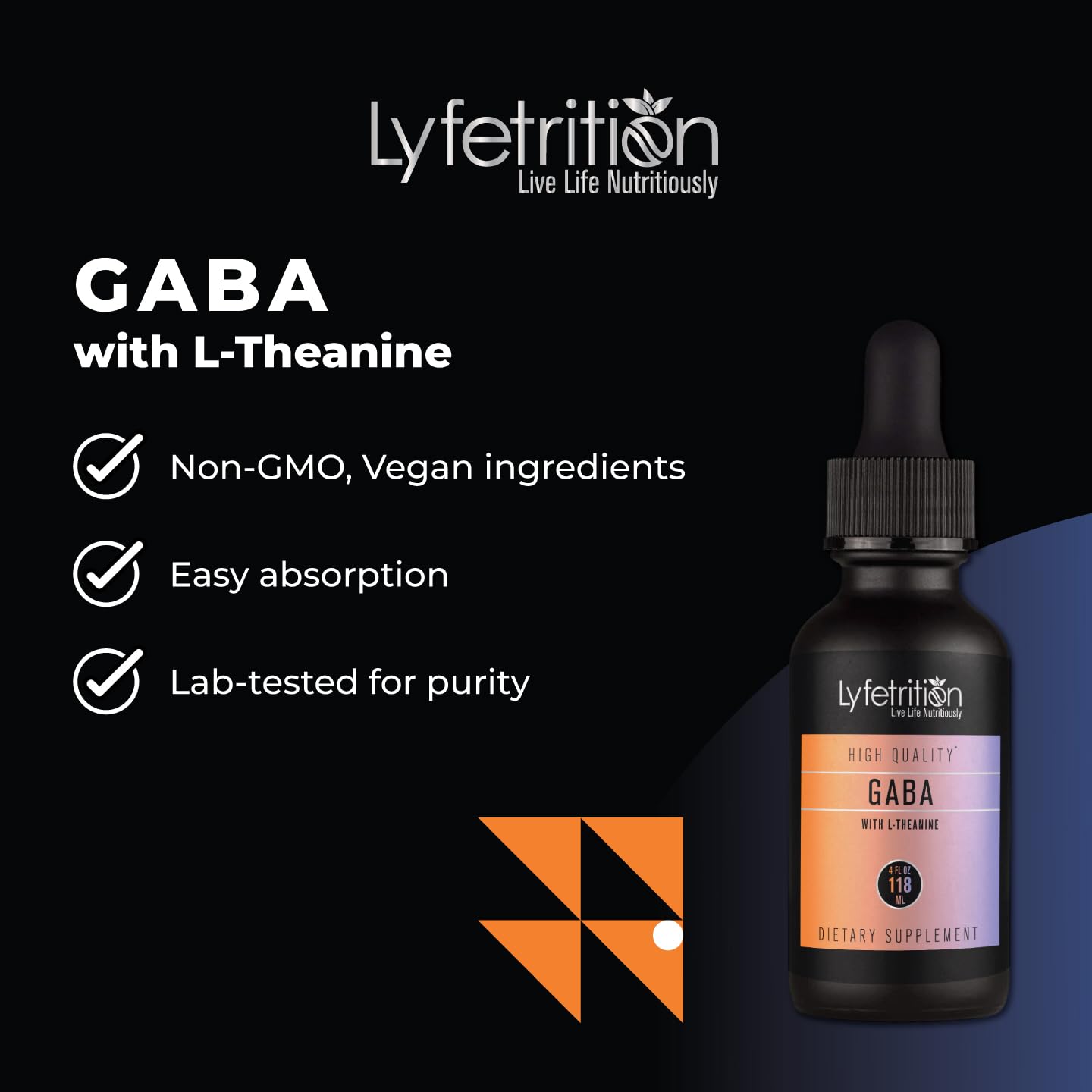 Lyfetrition GABA with L-Theanine, Ginkgo Biloba (Salisburia biloba) Extract, Organic Peruvian MACA Root (Lepidium meyenii) Extract, 118 ml, 4 FL Oz Liquid, 220 Servings, Made in USA, Quick Absorption - Maple Wellness Supplements