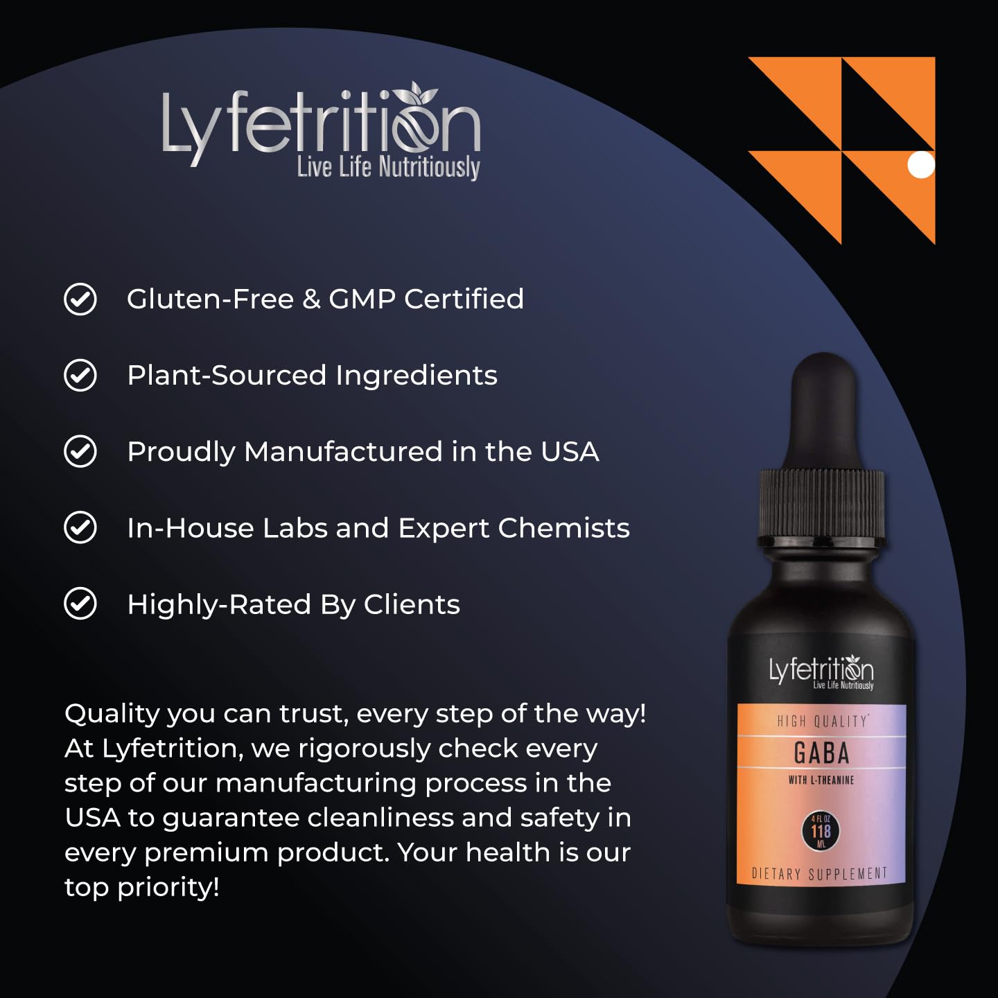 Lyfetrition GABA with L-Theanine, Ginkgo Biloba (Salisburia biloba) Extract, Organic Peruvian MACA Root (Lepidium meyenii) Extract, 118 ml, 4 FL Oz Liquid, 220 Servings, Made in USA, Quick Absorption - Maple Wellness Supplements