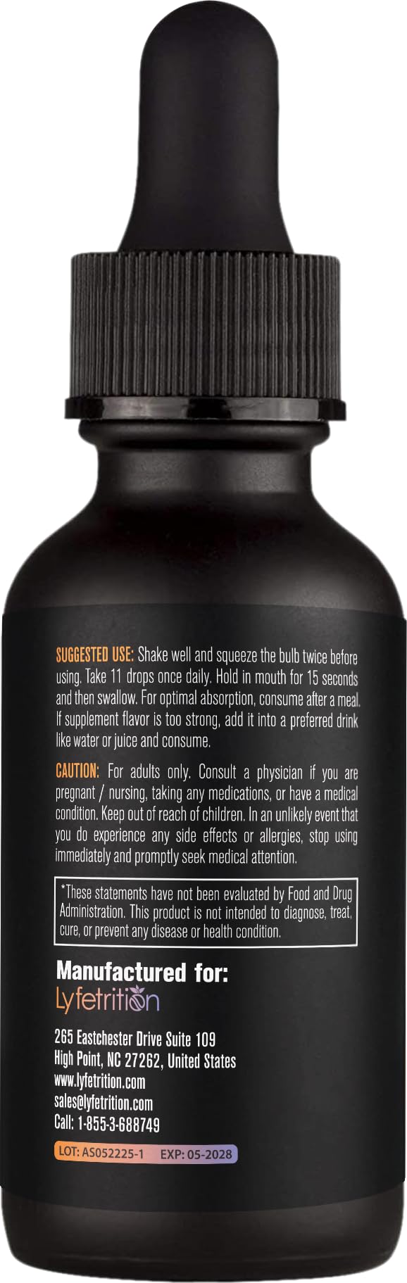 Lyfetrition GABA with L-Theanine, Ginkgo Biloba (Salisburia biloba) Extract, Organic Peruvian MACA Root (Lepidium meyenii) Extract, 118 ml, 4 FL Oz Liquid, 220 Servings, Made in USA, Quick Absorption - Maple Wellness Supplements