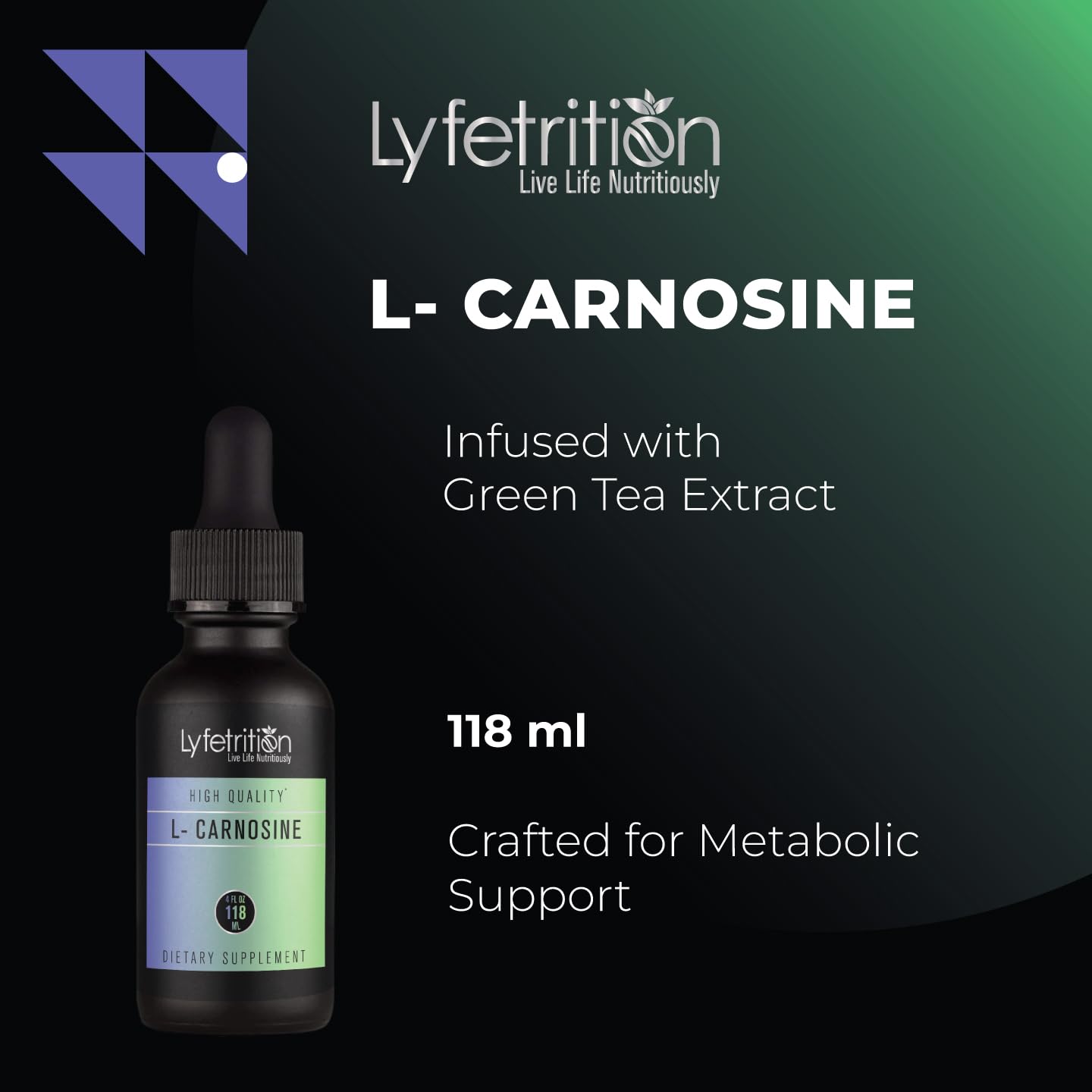 Lyfetrition L-Carnosine Liquid Supplement 118 ml, 4 FL Oz Liquid, 220 Servings, Made in USA, Quick Absorption, Potent Ingredients, Non-GMO - Maple Wellness Supplements