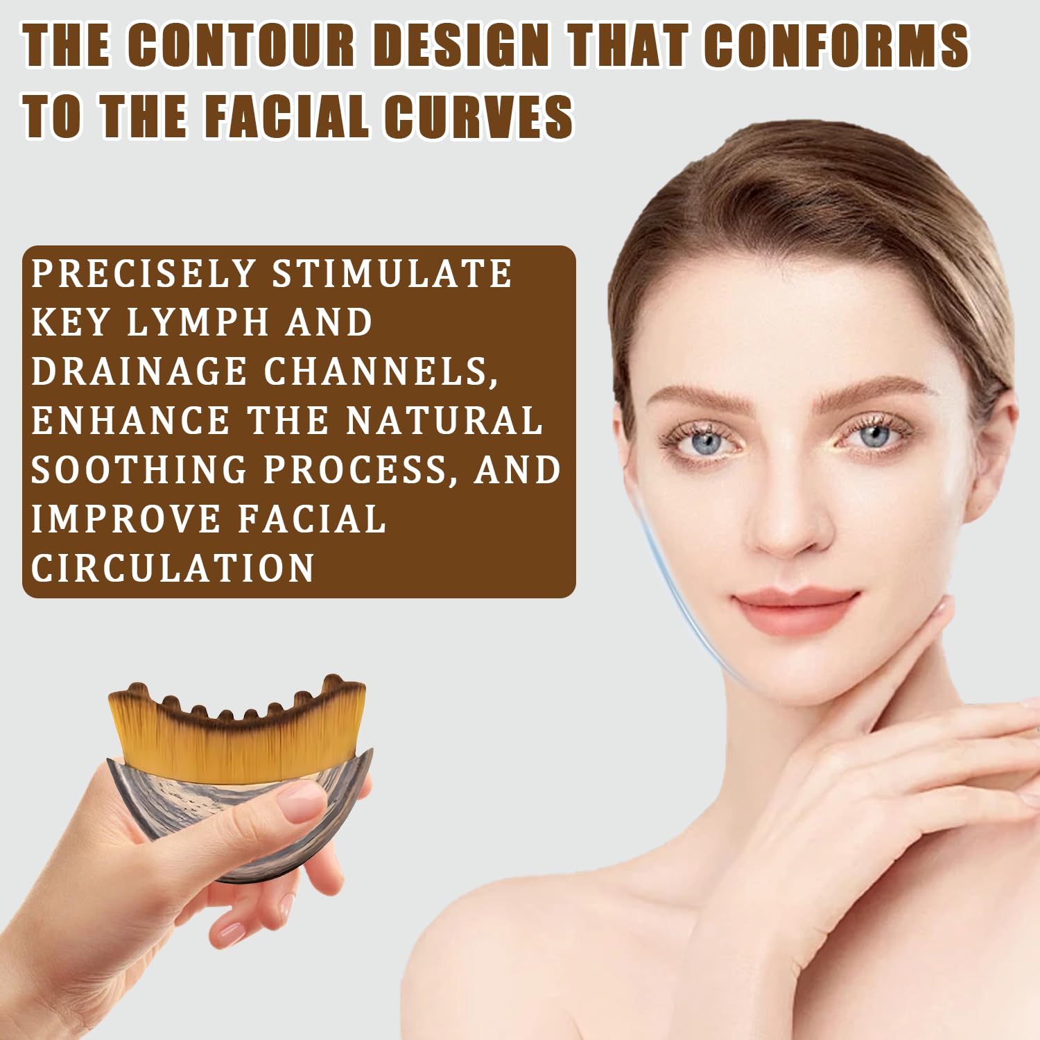 Lymphatic Contour Face Brush, Lymphatic Drainage Massager for Face, Ergonomic Facial Massage Tool for De-Puffing, Skin Firming & Enhanced Skincare Absorption - Maple Wellness Supplements