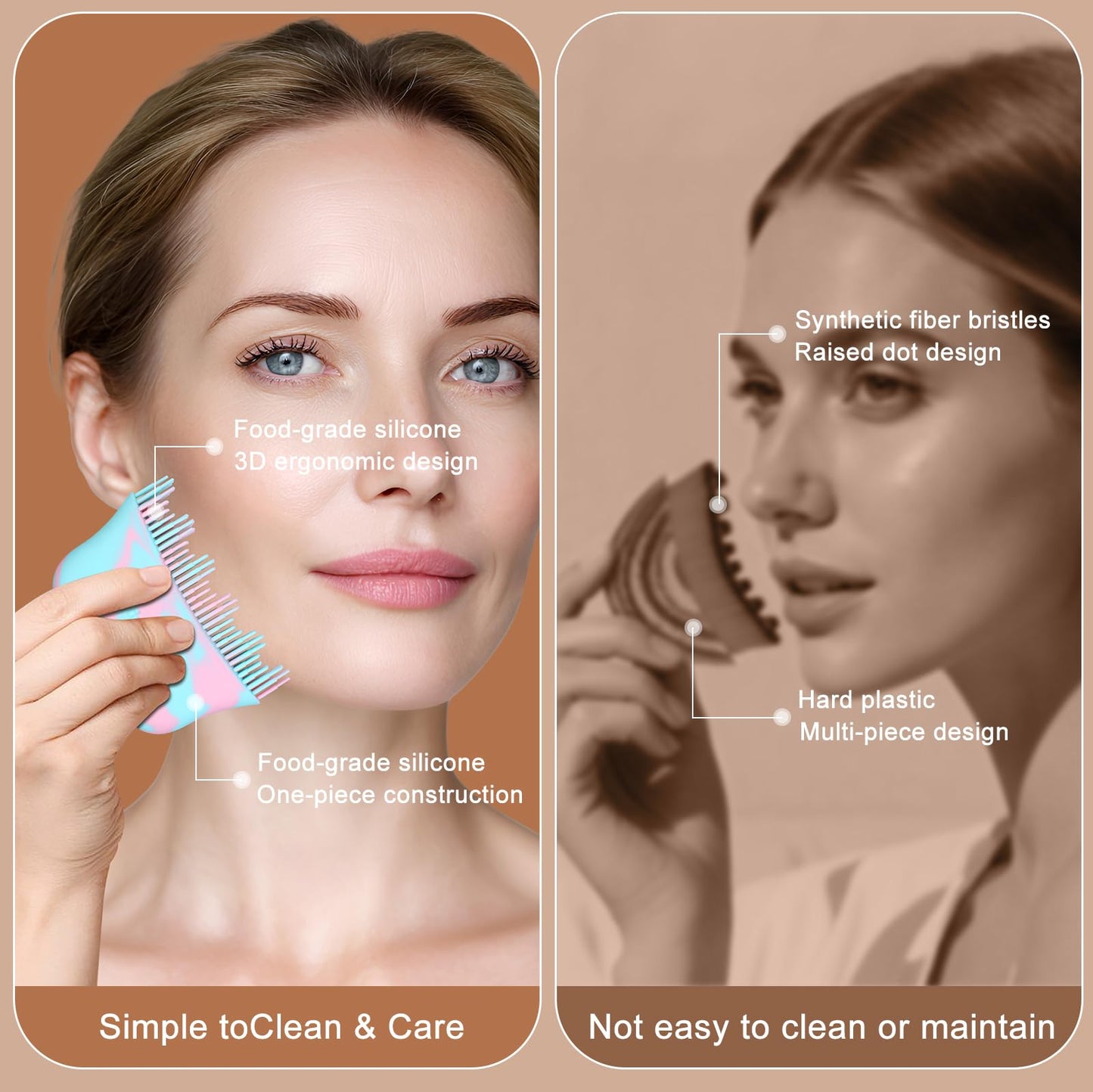 Lymphatic Contour Face Brush, Silicone Lymphatic Drainage Massager, Dry Brush Alternative to Gua Sha for Face and Body - Maple Wellness Supplements