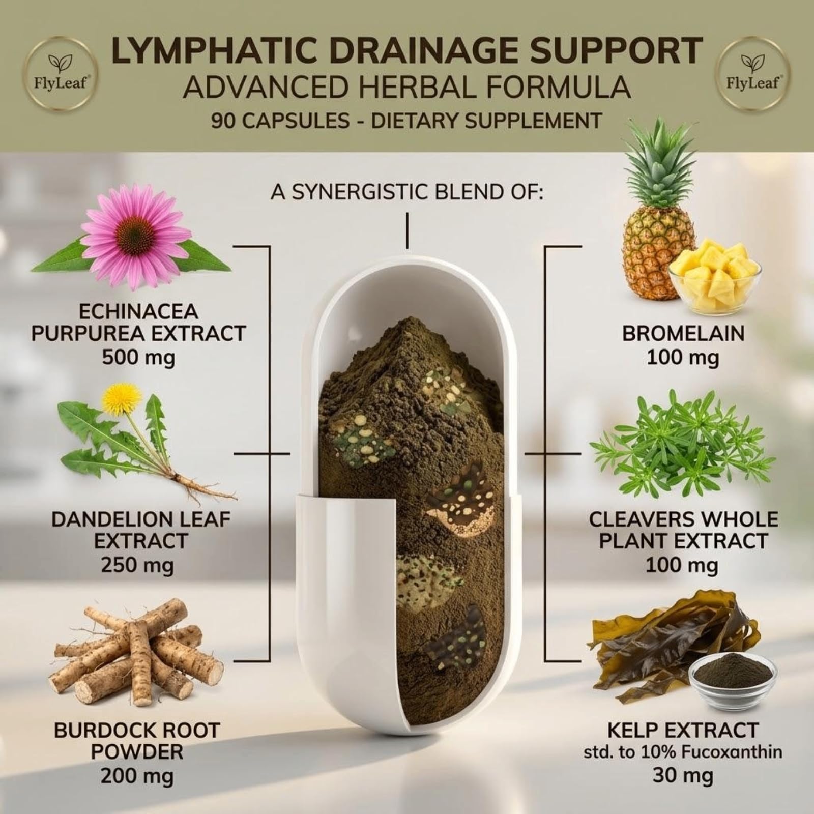 Lymphatic Drainage Capsules - 45-Day Body Reset with 500mg Echinacea & Dandelion - Supports Fluid Balance, Natural Energy & Joint Comfort - Non-GMO, 90 Capsules - Maple Wellness Supplements