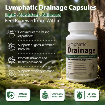 Lymphatic Drainage Capsules Natural Herbal Supplement for Immune Health & Fluid Balance, with Echinacea, Dandelion, and Burdock 60 Capsules - Maple Wellness Supplements