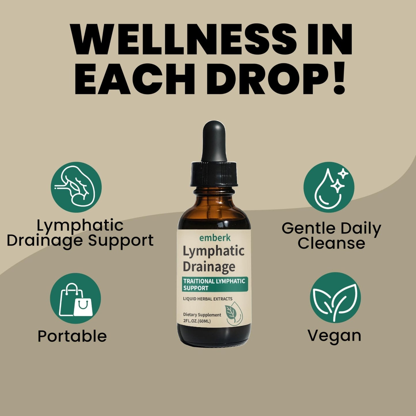 Lymphatic Drainage Drops, 2000mg Herbal Blend with Elderberry & Echinacea Dandelion，– Supports Lymphatic Drainage - Maple Wellness Supplements