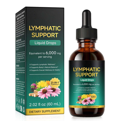 Lymphatic Drainage Drops 21-in-1 | 6000mg Herbal Blend | Lymph System Support Supplement | with Echinacea, Dandelion, Burdock, Calendula, Turmeric & More | for Women & Men | 60ml - Maple Wellness Supplements
