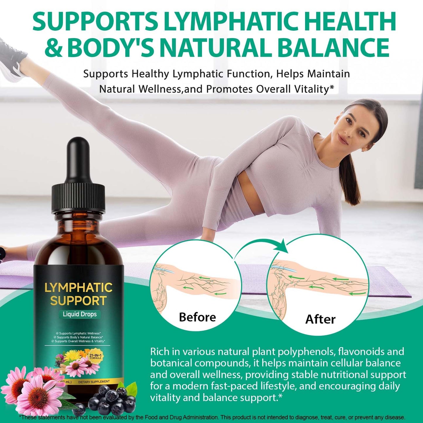 Lymphatic Drainage Drops, Support Supplement with Echinacea, Dandelion, Elderberry, Cleavers, Astragalus, Burdock & More, 2 FL OZ - Natural Lymphatic Cleanse & Immune Support - Maple Wellness Supplements