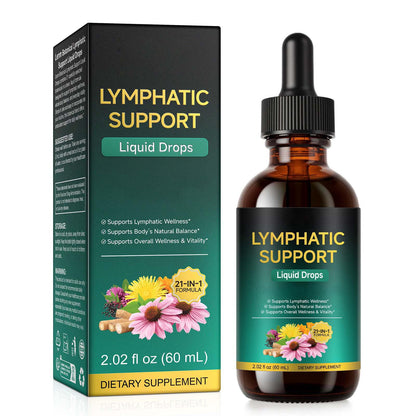 Lymphatic Drainage Drops, Support Supplement with Echinacea, Dandelion, Elderberry, Cleavers, Astragalus, Burdock & More, 2 FL OZ - Natural Lymphatic Cleanse & Immune Support - Maple Wellness Supplements