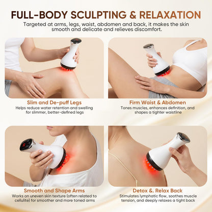 Lymphatic Drainage Massager, Anti Cellulite Massage Tool & Body Sculpting Machine with 30-Level Microcurrent, Light, Heat & Vibration for Legs, Arms & Belly, Helps Reduce Stretch Marks & Cellulite - Maple Wellness Supplements