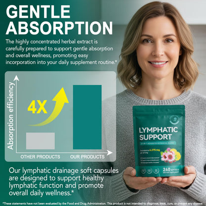 Lymphatic Drainage Supplements, Lymphatic Support Softgels for Immune Health, Plant-Based Formula with Echinacea, Burdock Root, Elderberry, Bromelain, Turmeric, 240 Softgels -2Pack - Maple Wellness Supplements
