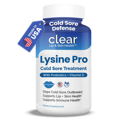 Lysine Cold Sore Treatment for Lips with Pre-Probiotics & VIT C | 1 Month Supply | Supercharged Lysine Capsules with Rhamnosus & Acidophilus for Cold Sores Relief - Maple Wellness Supplements