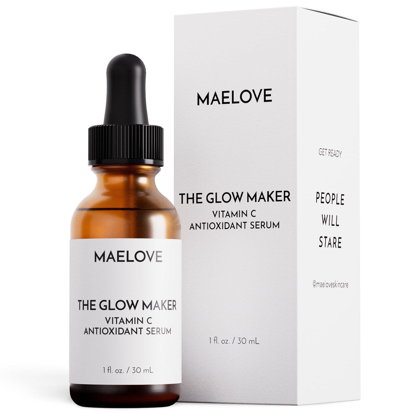 MAELOVE Glow Maker Vitamin C Serum with Vitamin E, Ferulic Acid & Hyaluronic Acid, Award-Winning Brightening - Maple Wellness Supplements