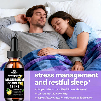 Magnesium 12 in 1 Complex 1000mg Supplement for Women & Men, High Absorption Liquid Magnesium W/Glycinate Citrate Malate Taurate Oxide Aspartate Orotate, Calm Magnesium for Sleep Muscle Heart Support - Maple Wellness Supplements