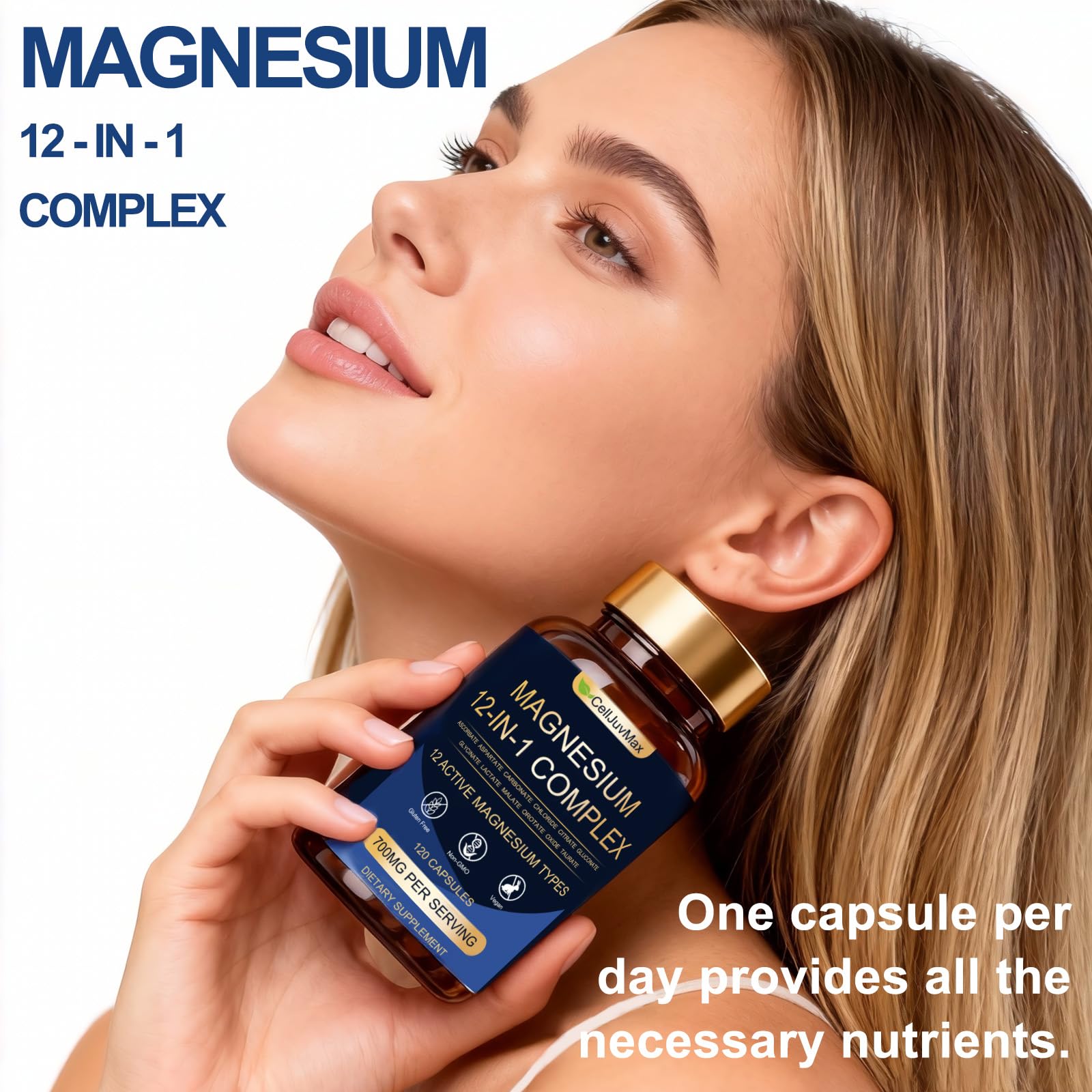 Magnesium 12-in-1 Complex 700mg, with Glycinate & Citrate, Vegan Supplement for Daily Wellness, 120 Capsules (1) - Maple Wellness Supplements