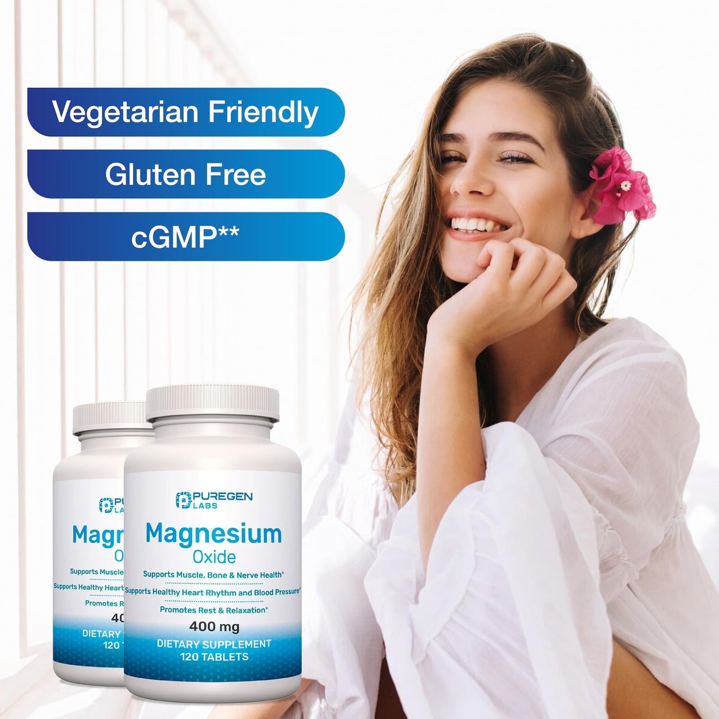 Magnesium 400mg [High Potency] Supplement – Magnesium Oxide for Immune Support, Muscle Recovery, Leg Cramps and Relaxation 120 Tablets - Maple Wellness Supplements