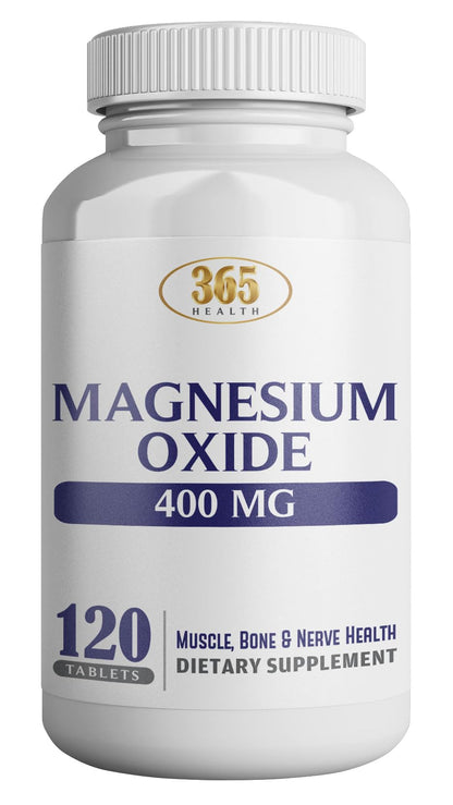 Magnesium 400mg [High Potency] Supplement – Magnesium Oxide for Immune Support, Muscle Recovery, Leg Cramps and Relaxation 120 Tablets-USA Made - Maple Wellness Supplements