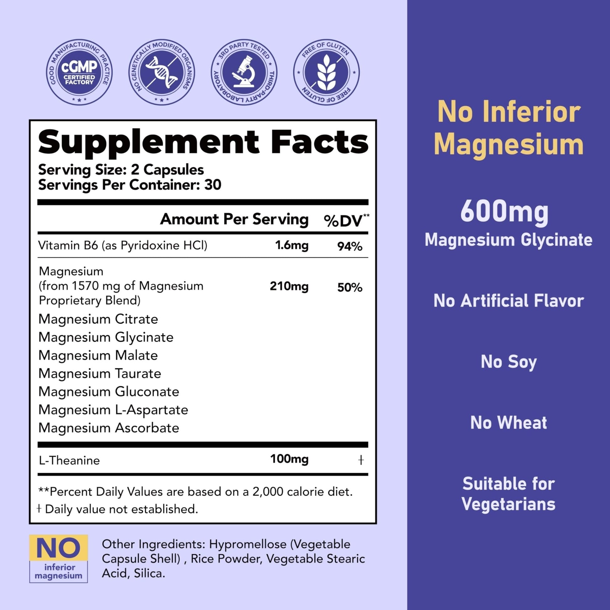 Magnesium 7 Complex for Women 1600mg, Magnesium Glycinate 600mg 7 High Absorption Magnesium Supplement with Citrate, Malate, Chelate, Taurate, Gluconate, Aspartate & Ascorbate for Sleep, 60 Capsules - Maple Wellness Supplements