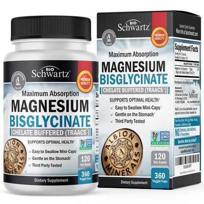 Magnesium Bisglycinate Chelated Supplement - High Absorption Magnesium Glycinate Supplement for Women and Men - Sleep, Muscle, Bone & Joint Support - Maple Wellness Supplements