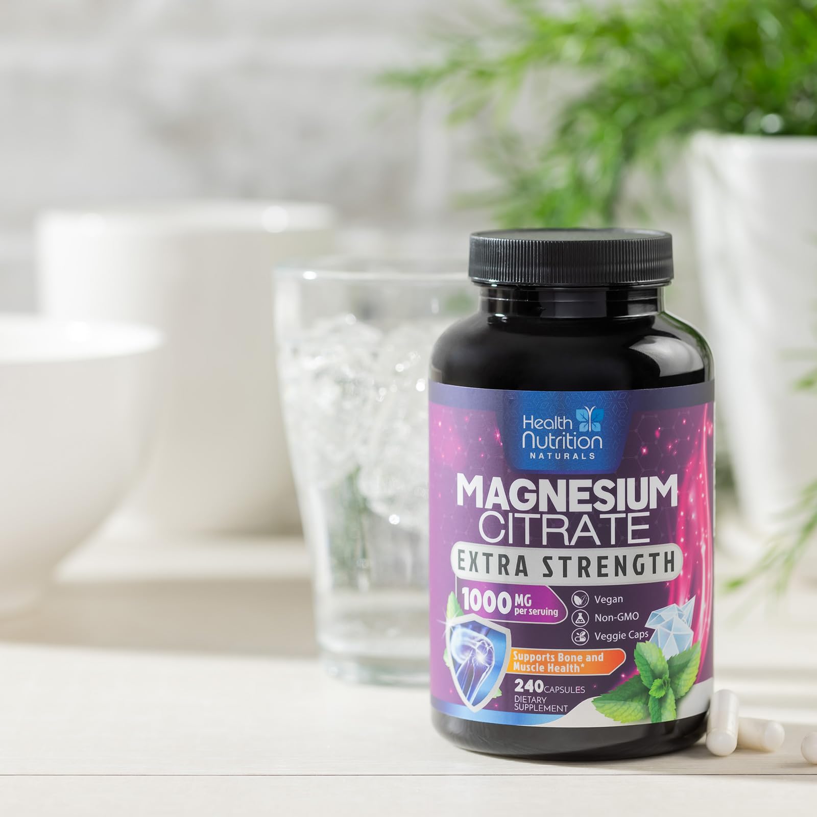 Magnesium Citrate 1000mg Per Serving - Max Absorption Magnesium Powder Capsules for Muscle, Nerve, Bone and Heart Health Support, High Absorption Citrate Complex - Maple Wellness Supplements
